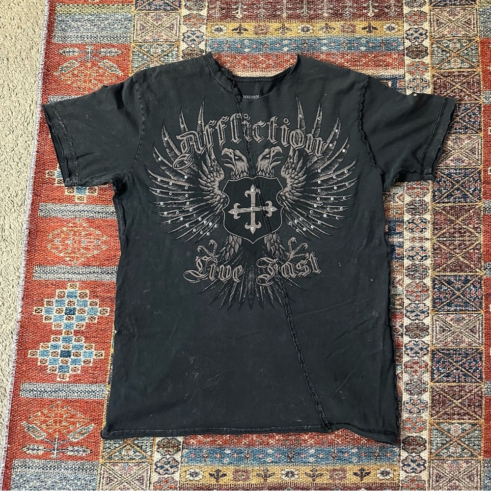 Affliction black graphic tshirt grunge